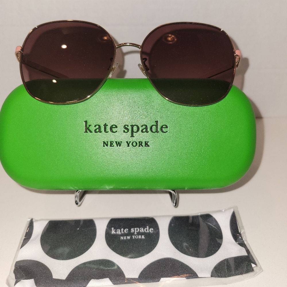 NWOT KATE SPADE "HELLO SUNSHINE" Sunglasses - Gold w/Pink trim